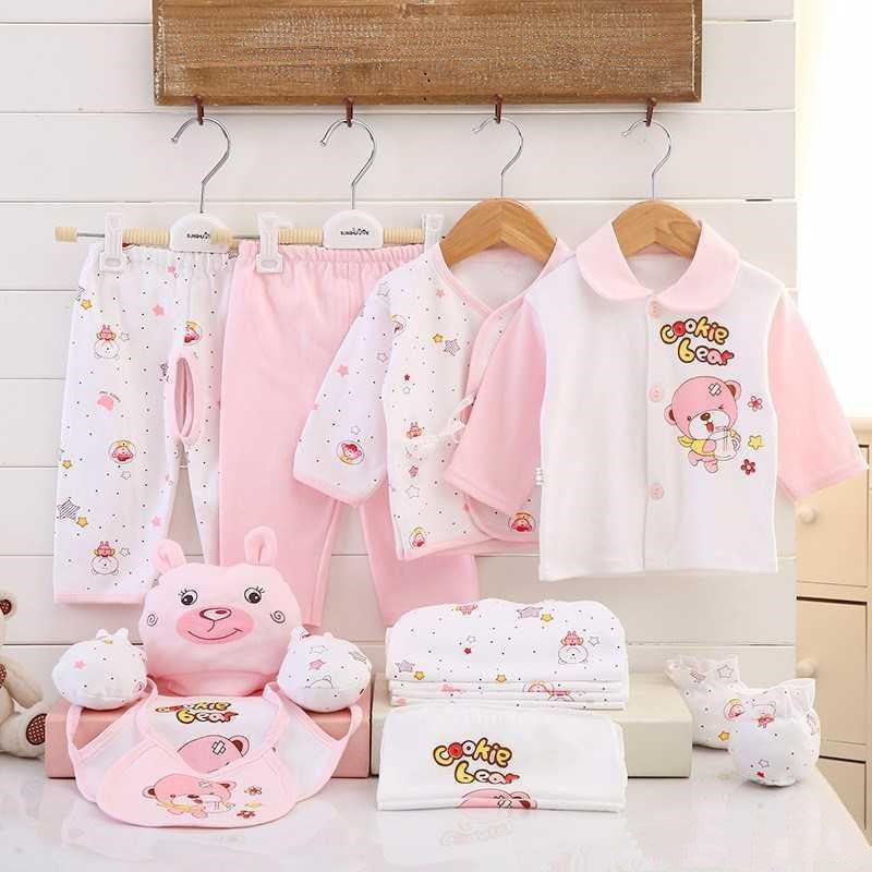 Coffret Cadeau de Vêtements pour Nouveau-nés en Coton 17 pièces