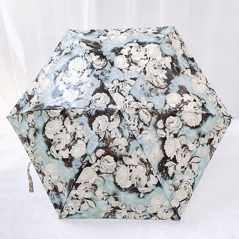 Three fold retro ink wind rose umbrella