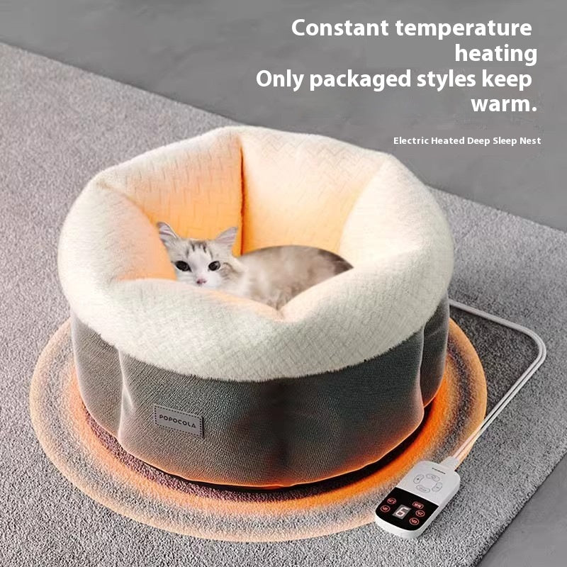 Niche pour chien ou chat chauffante électrique intelligente, chaude et fermée pour l'hiver