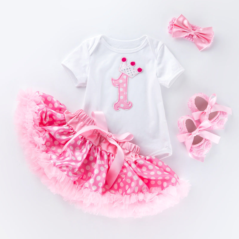 Children's tutu skirt suit high quality cotton short sleeves
