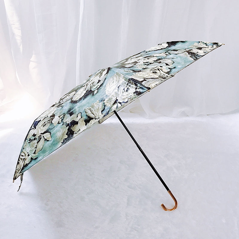 Three fold retro ink wind rose umbrella