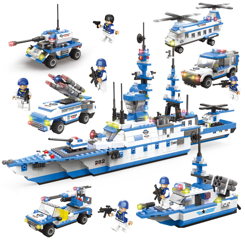 Porte-avions militaire, blocs de construction, jouets DIY pour enfants