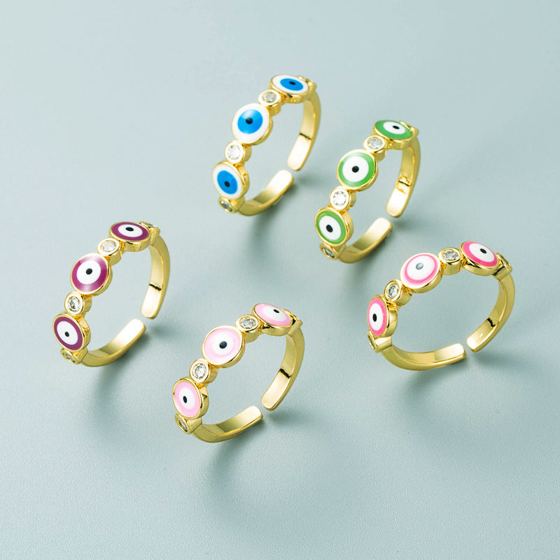 Ins European And American Copper Gold-plated Oil Eye Ring