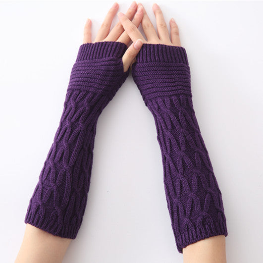 new autumn and winter knitting half finger mitts wool gloves pleated warm men's and women's arm sets