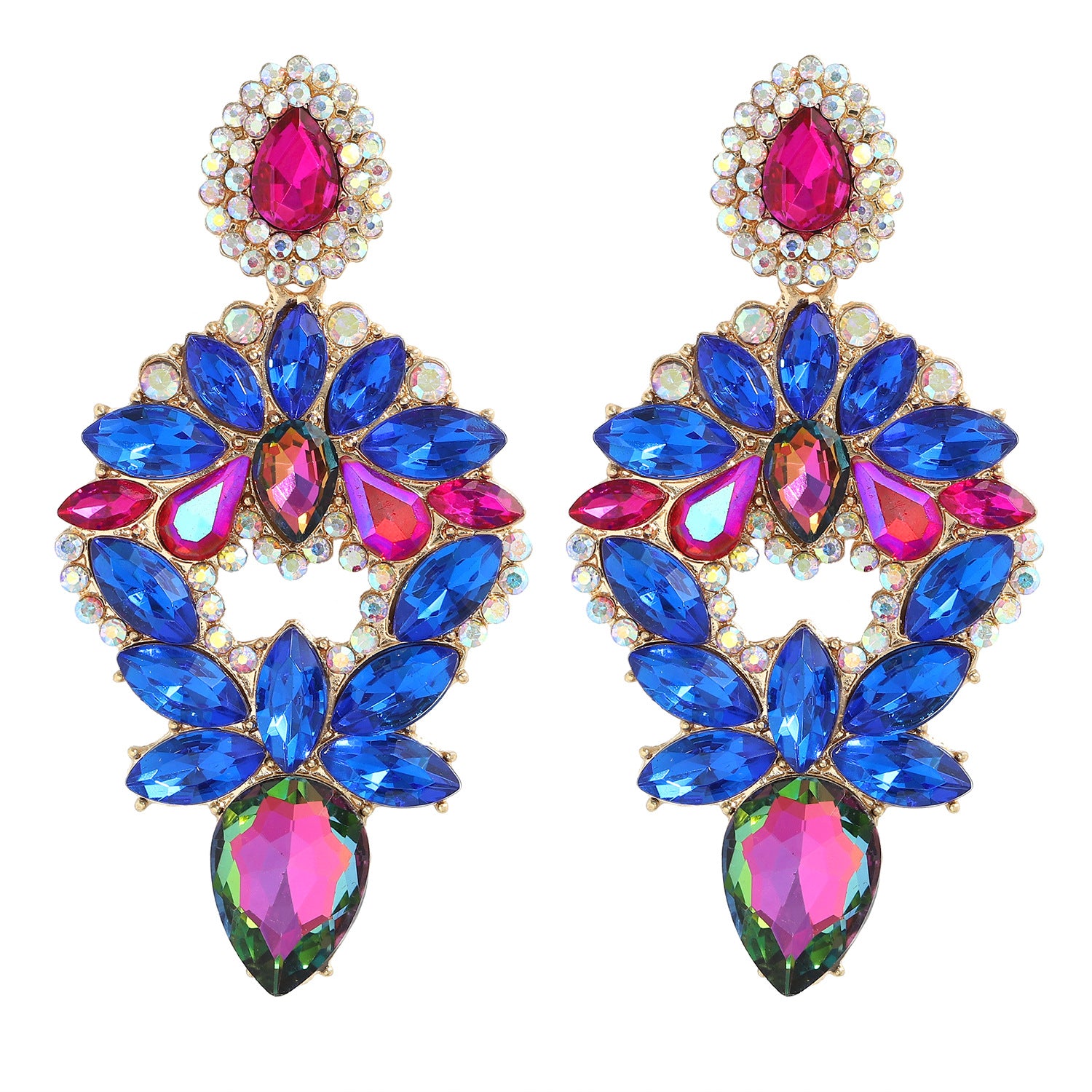 Boucles d'oreilles pendantes fantaisie brillantes en alliage pour femme