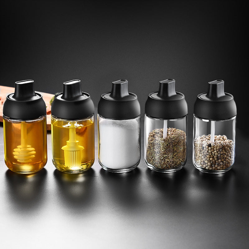 Bocal à épices en verre de cuisine avec cuillère et couvercle 250ML
