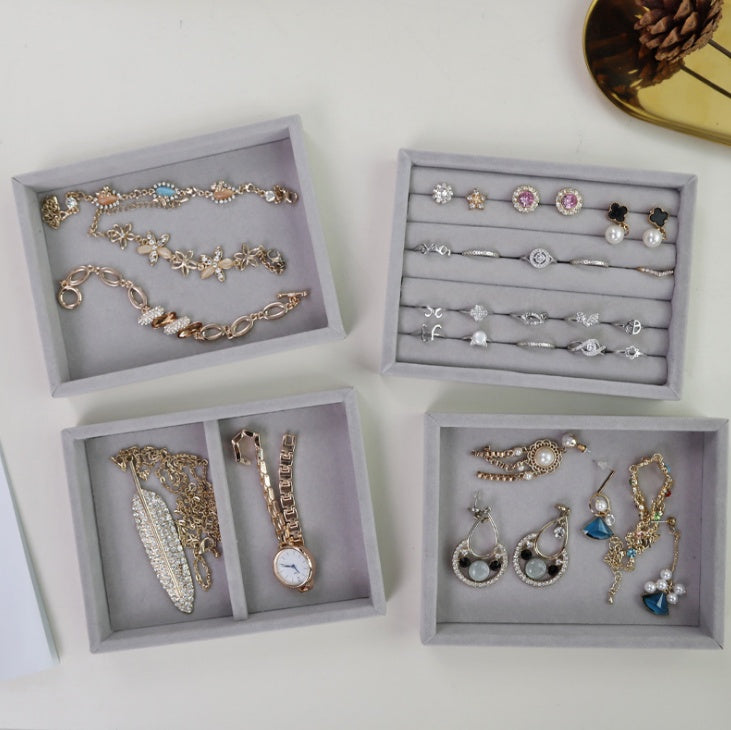 Boîte de rangement de bijoux, bagues et boucles d'oreilles ménagère de grande capacité
