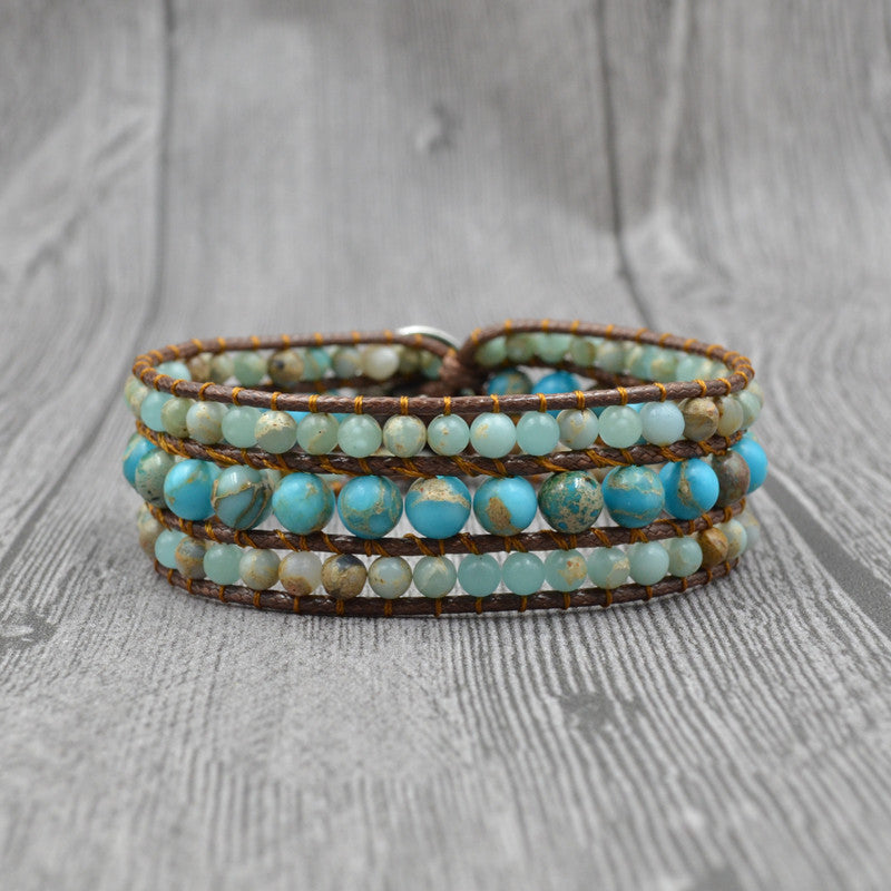 Natural stone multilayer bracelet