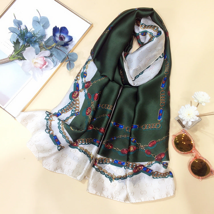 Silk Scarf Women's Spring and Autumn Long Silk With Shawl