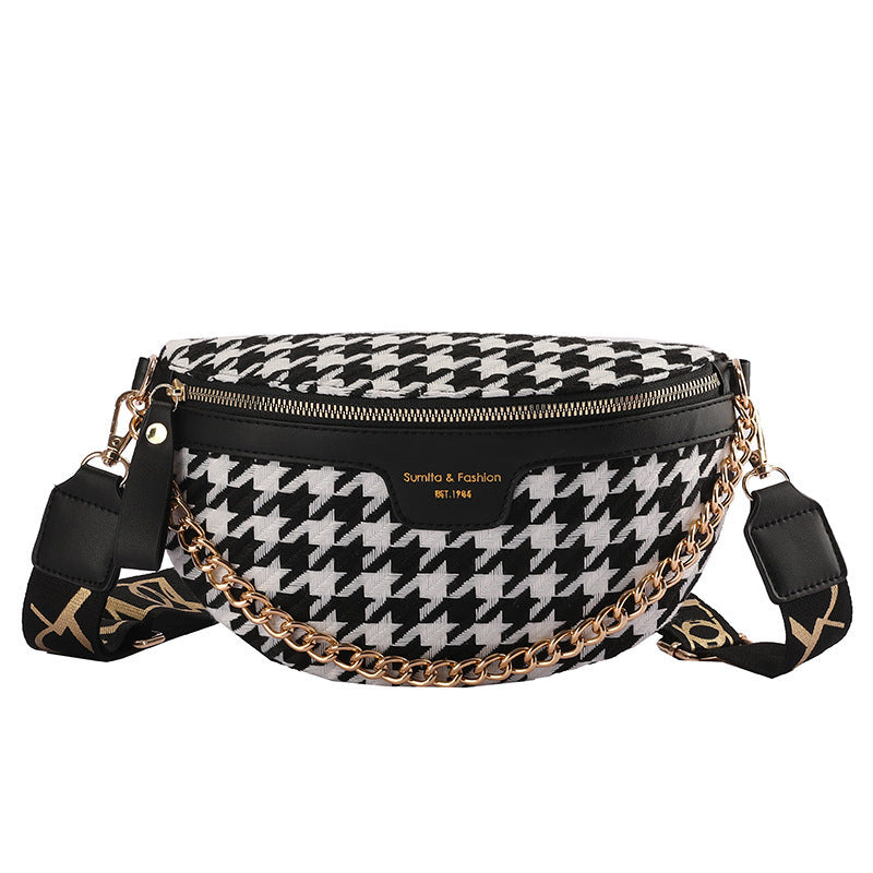New Checkered Chain Ladies Waist Bag Ins Net Red Shoulder Diagonal Bag Mobile Phone Bag Chest Bag Female