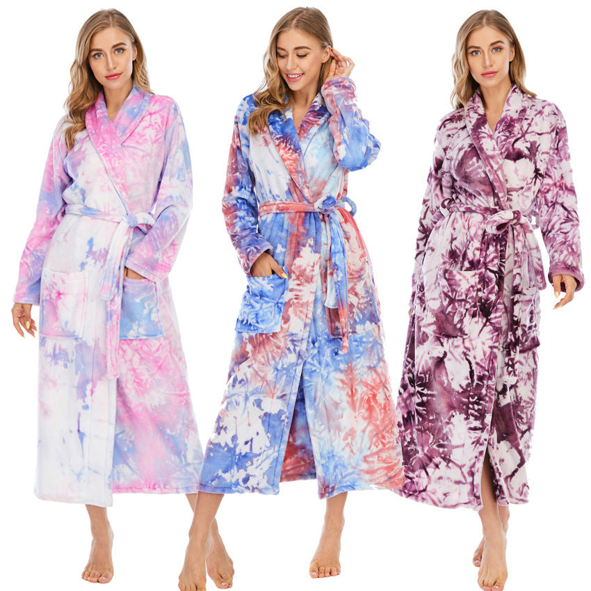 Ladies Tie-Dye Pajamas Long Thicken Homewear