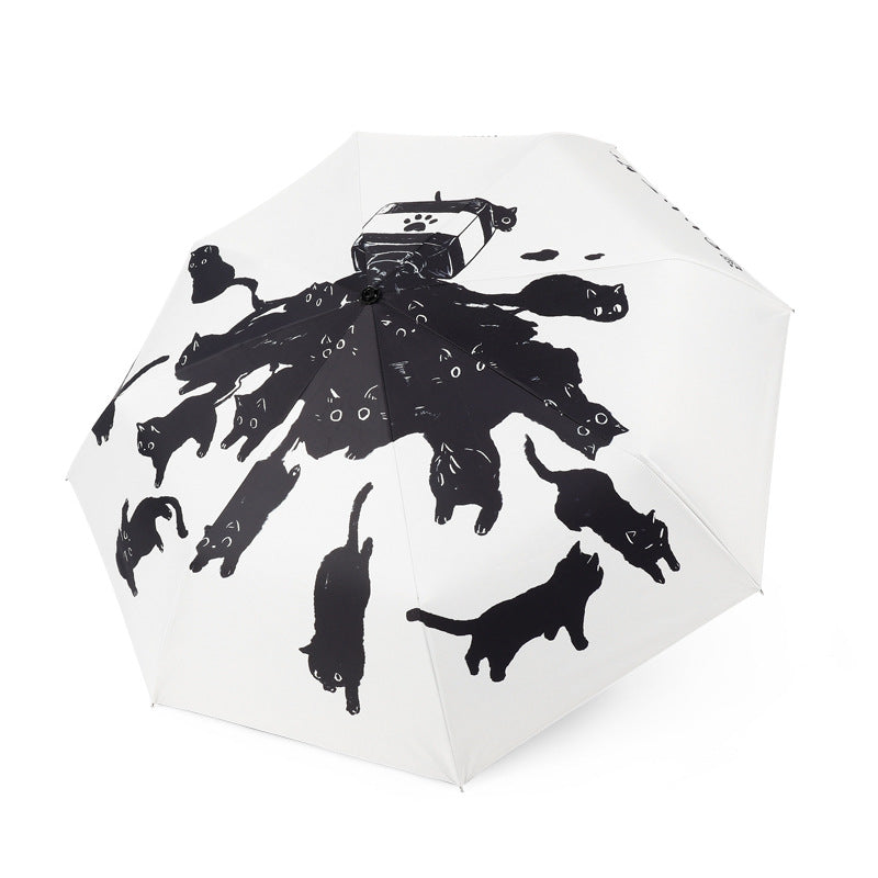 Creative Vinyl Automatic Three-folding Umbrella Dual-use Folding Sun Umbrella