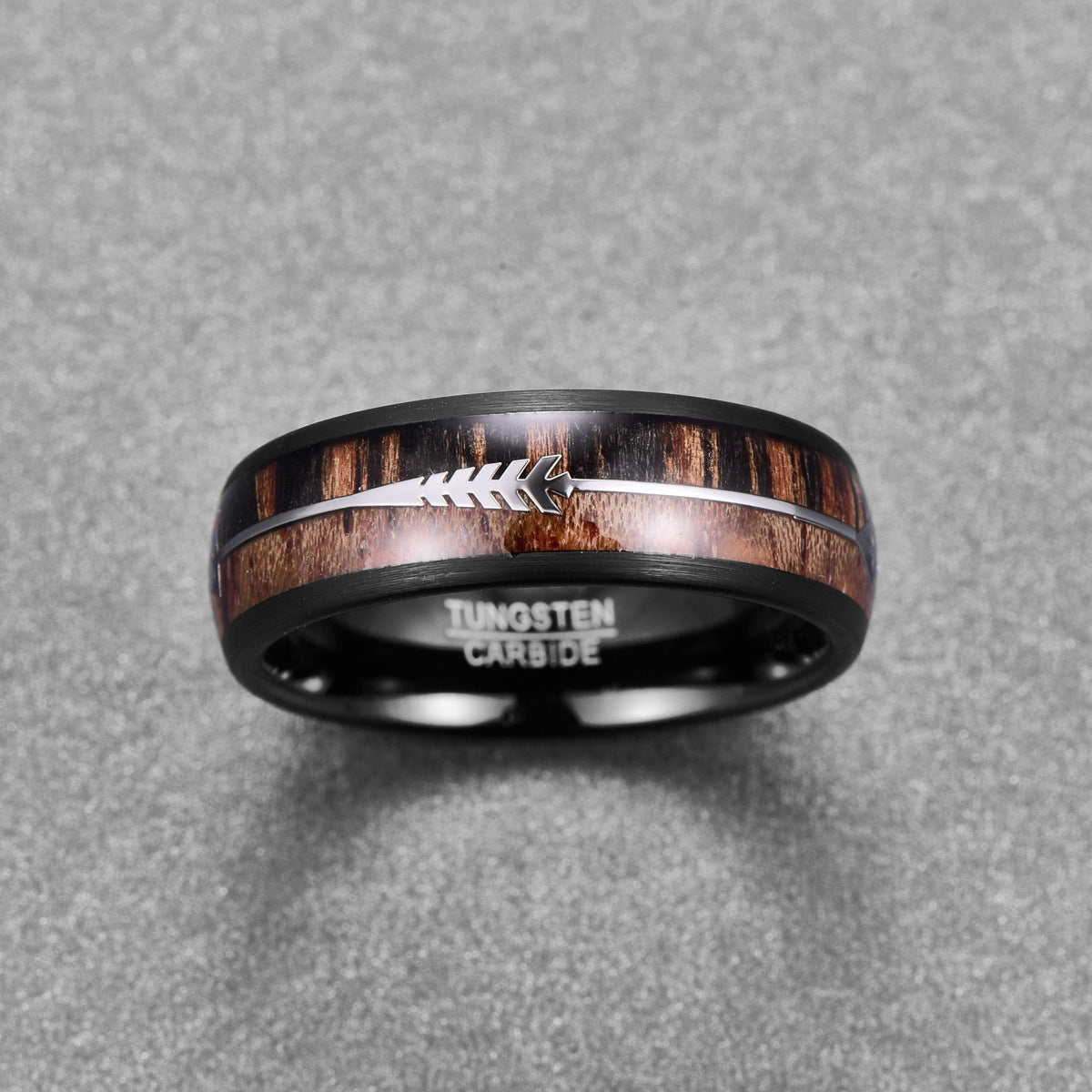 8mm Dome Inlaid Locust Wood Black Walnut Silver Arrow Arrow Plated Black