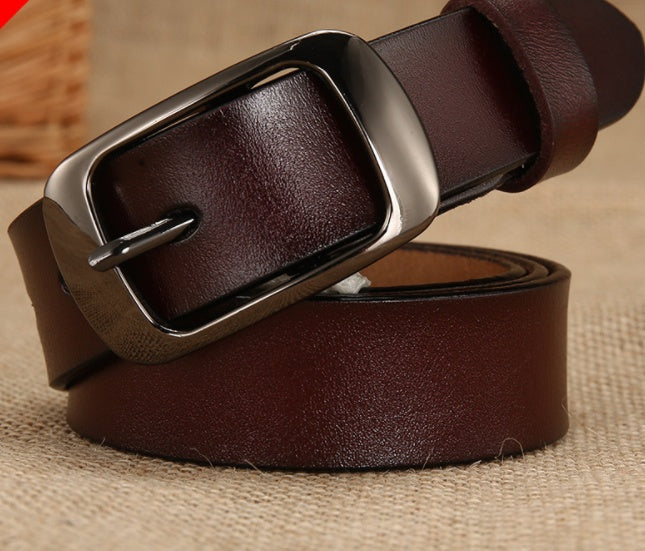 Women's Belt, All-match Women's Vibrato Fast Hand Belt, Pure Cowhide Belt, Ladies Pin Buckle Women's One Drop Shipping