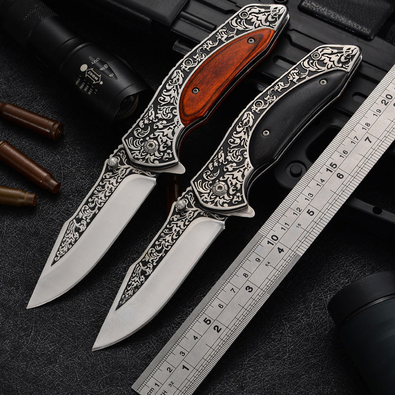 Steel Carving Wooden Handle High Hardness Folding Knife
