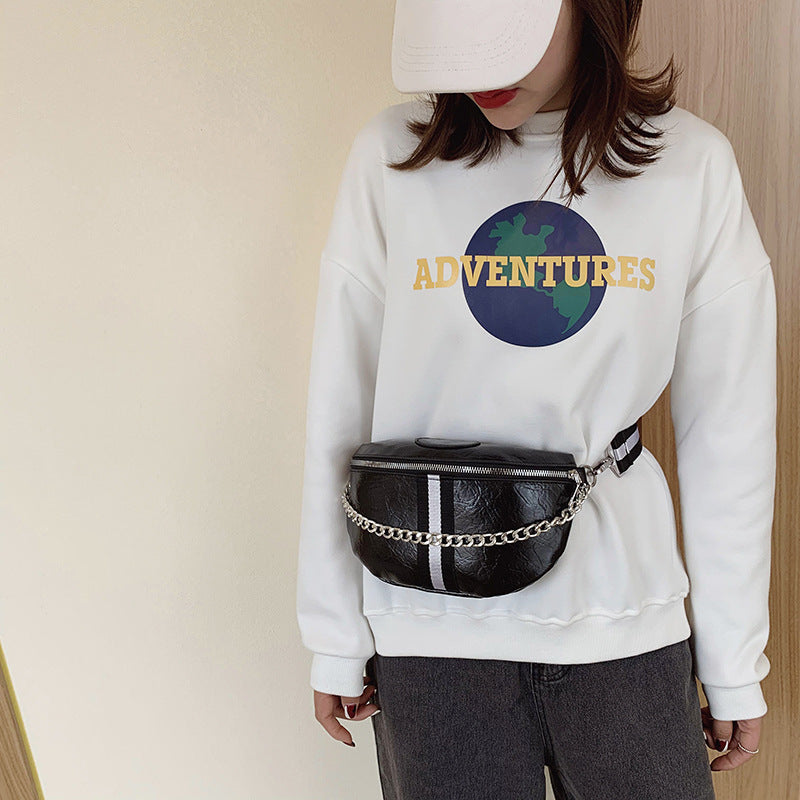 Simple Chain Bag Wide Shoulder Strap Chest Bag Waist Bag