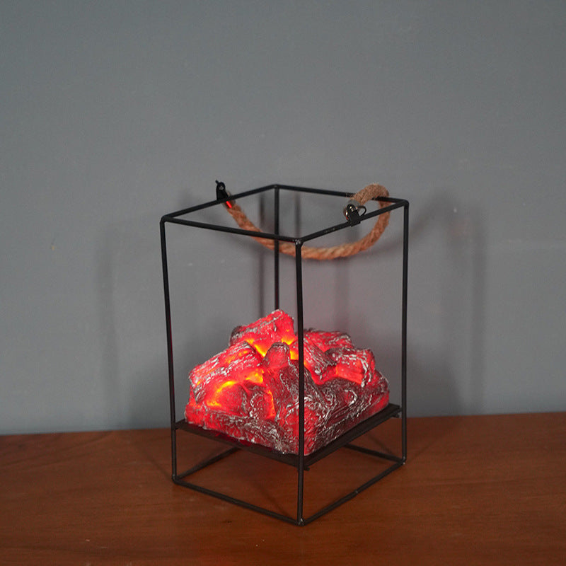 Lampe de Cheminée LED Effet Flamme pour Noël Halloween Foyer Charbon Simulé