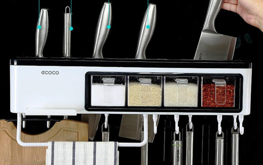 Nouvelle boîte de rangement de cuisine Râteliers de cuisine muraux multifonctions Boîte de rangement d'ustensiles de cuisine Assaisonnement