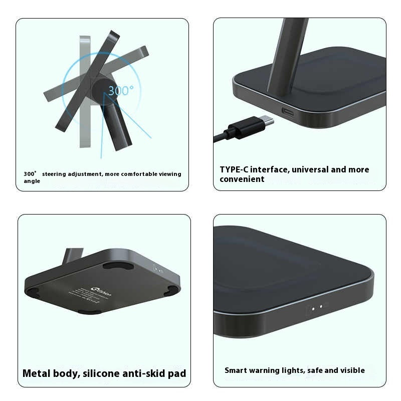 Desktop Phone Three-in-one Magnetic 15W Wireless Charger Bracket