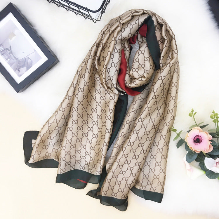 Silk Scarf Women's Spring and Autumn Long Silk With Shawl