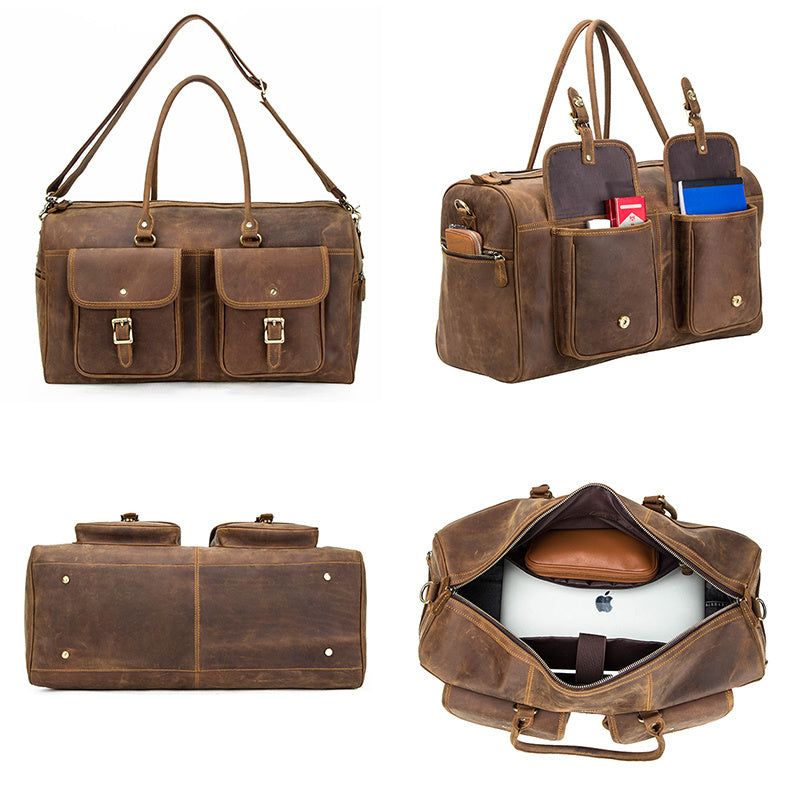 Sac de voyage en cuir rétro "Crazy Horse" grande capacité