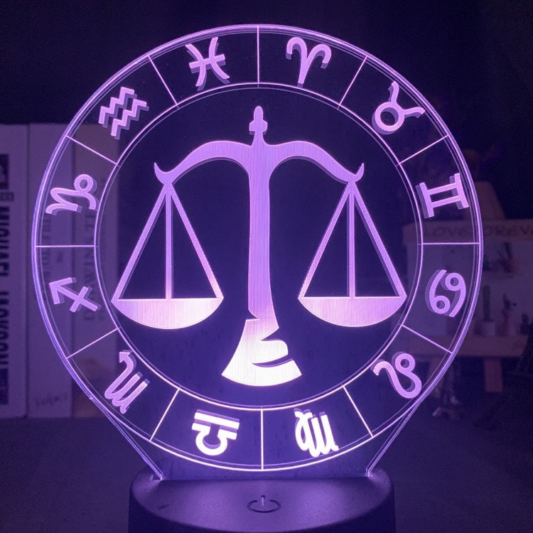 Twelve constellations acrylic 3d night light