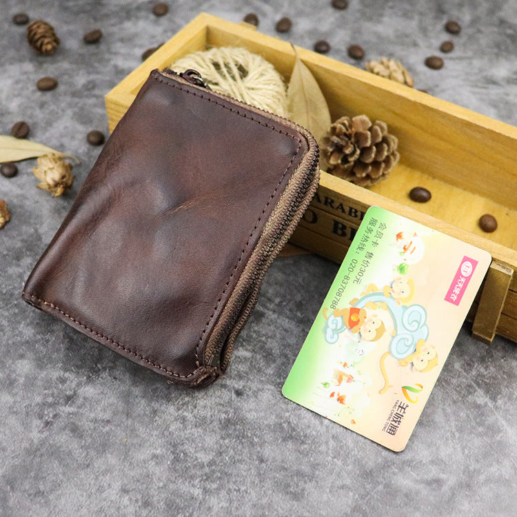 Vegetable tanned leather zipper wallet