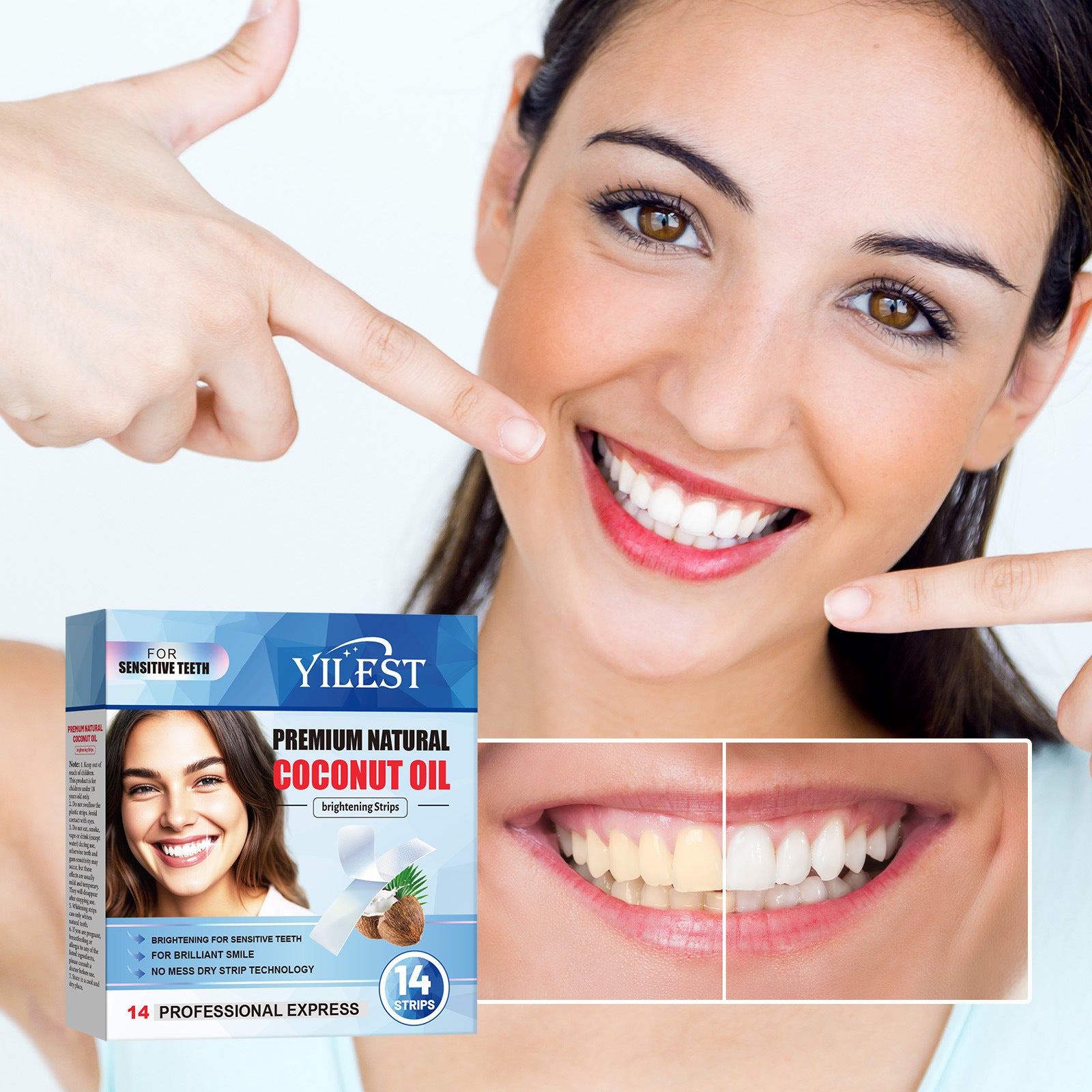 Bandes blanchissantes pour dents, nettoyage et fixation des dents