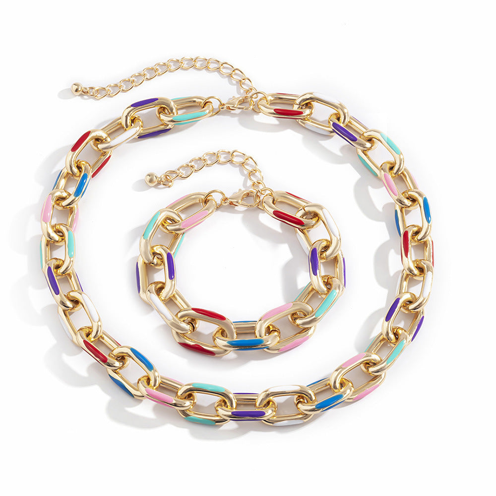 Colorful Oil Drop Chain Necklace
