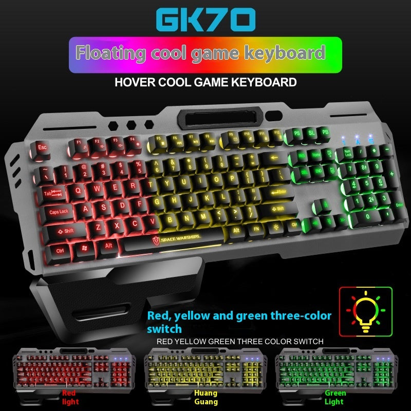 USB Port Luminous Metal Game Mechanical Feeling Keyboard Mouse