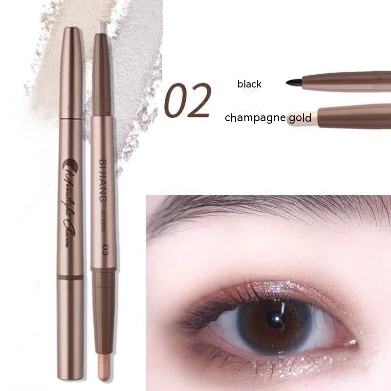 Waterproof Not Smudge Double-headed High-gloss Pearlescent White Champagne Gold Eyeliner Pen