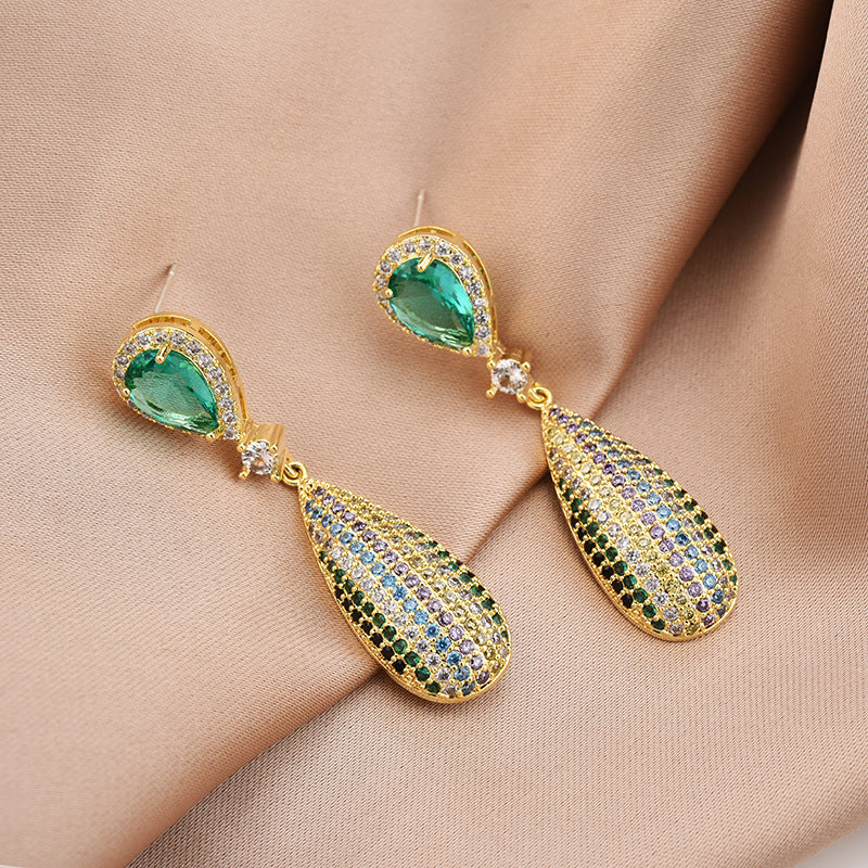 S925 Boucles d'oreilles pendantes en zircon avec aiguille en argent