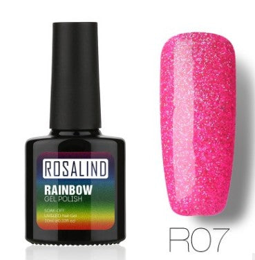Sans clous, longue tenue, non toxique, vernis à ongles, colle de photothérapie ROSALIND, système arc-en-ciel étoilé.