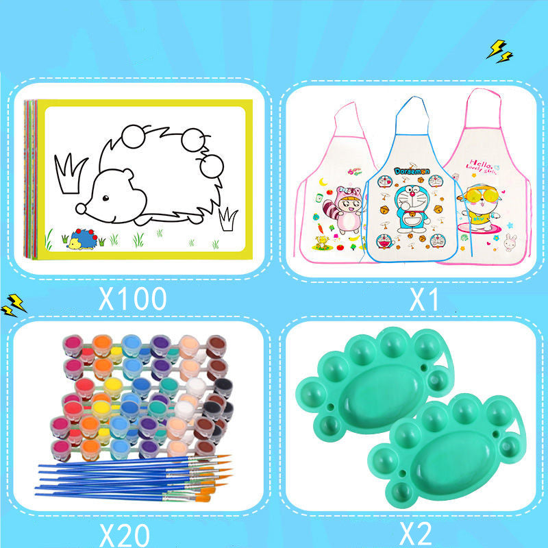 Children Painting Paint Painting Board Coloring Card Pigment Graffiti Painting Card Set