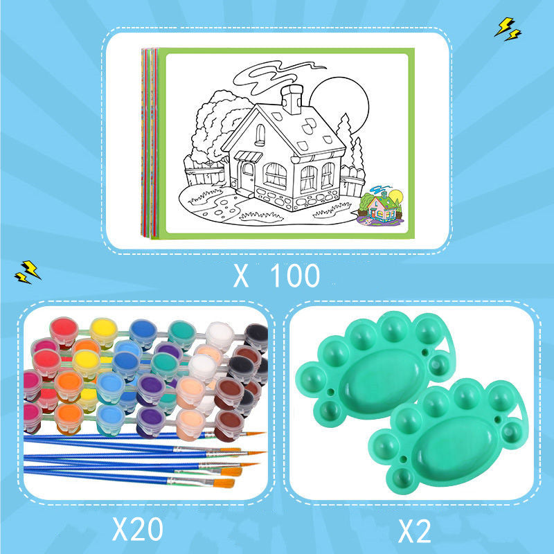Children Painting Paint Painting Board Coloring Card Pigment Graffiti Painting Card Set