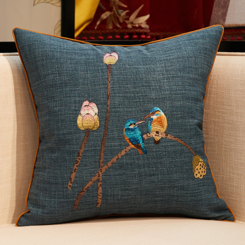 Chinese Embroidered Throw Pillow Sofa Cover Pillow Without Core