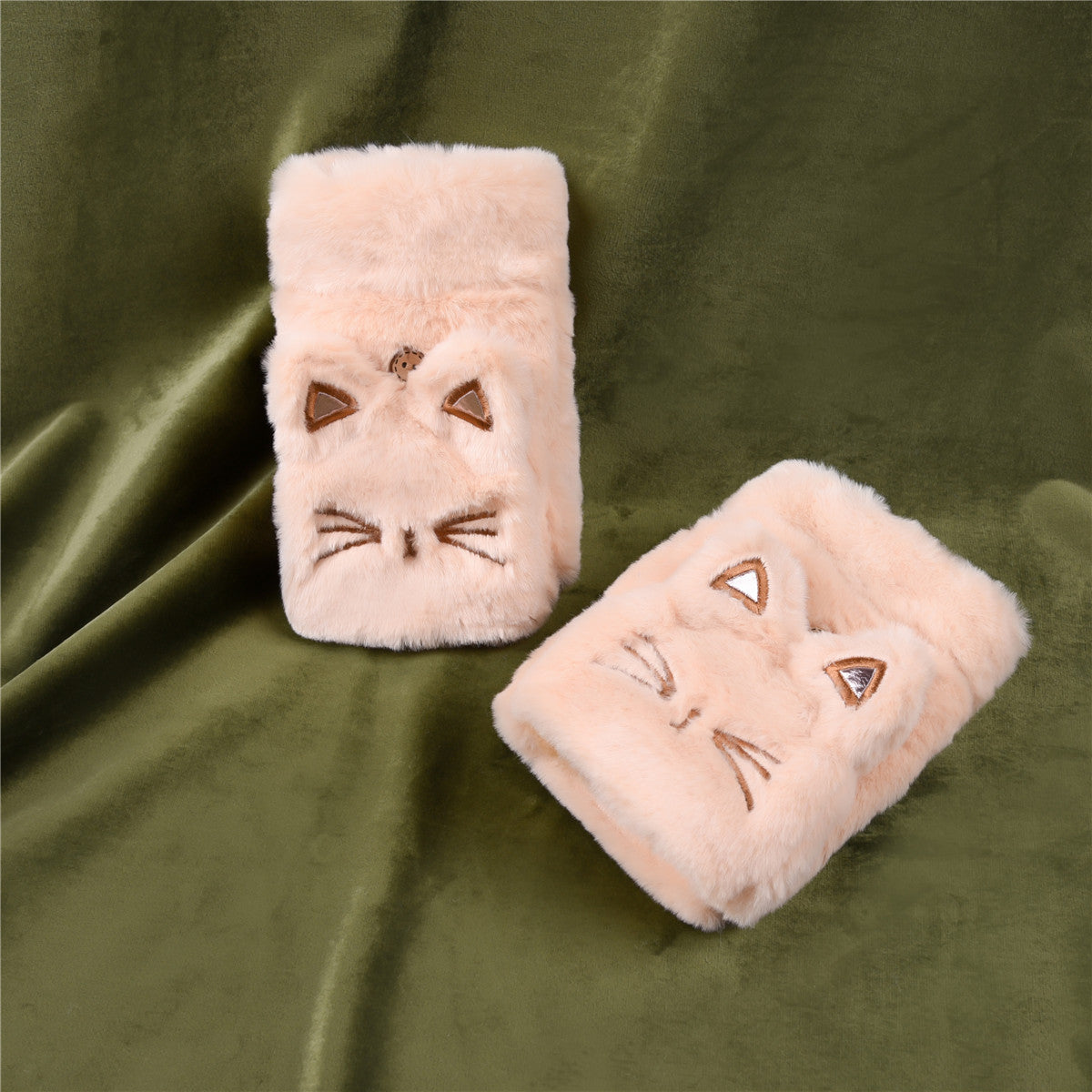 Cute Lucky Cat Bunny Plush Flip Lady Gloves