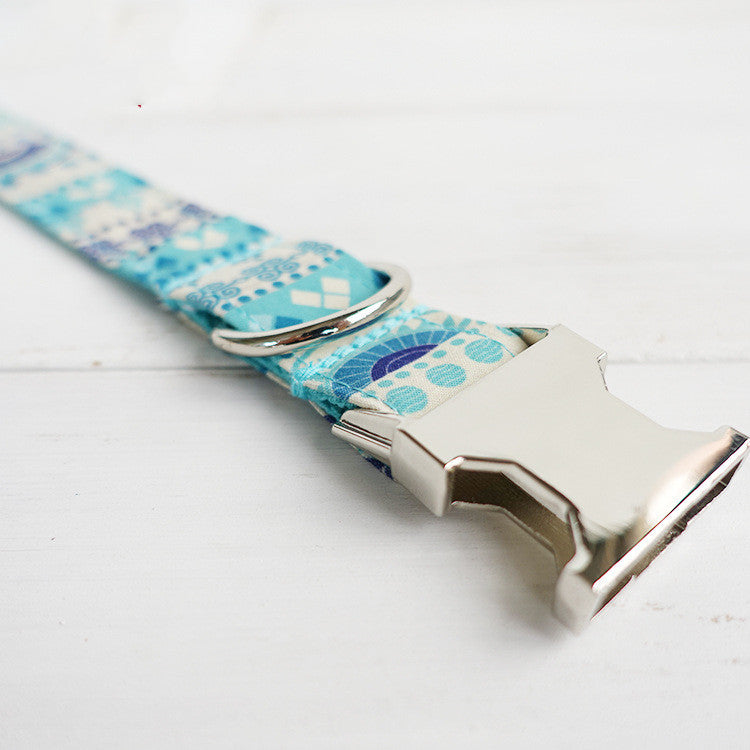 Collier pour chien fait main « Fleur Bleue »