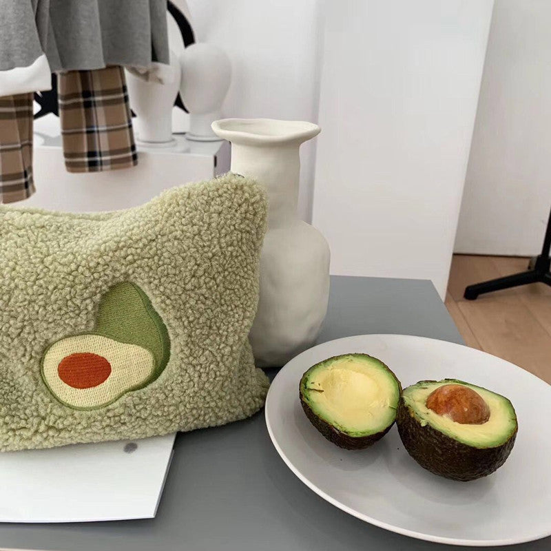 Sac de rangement grande capacité en laine d'agneau avocat