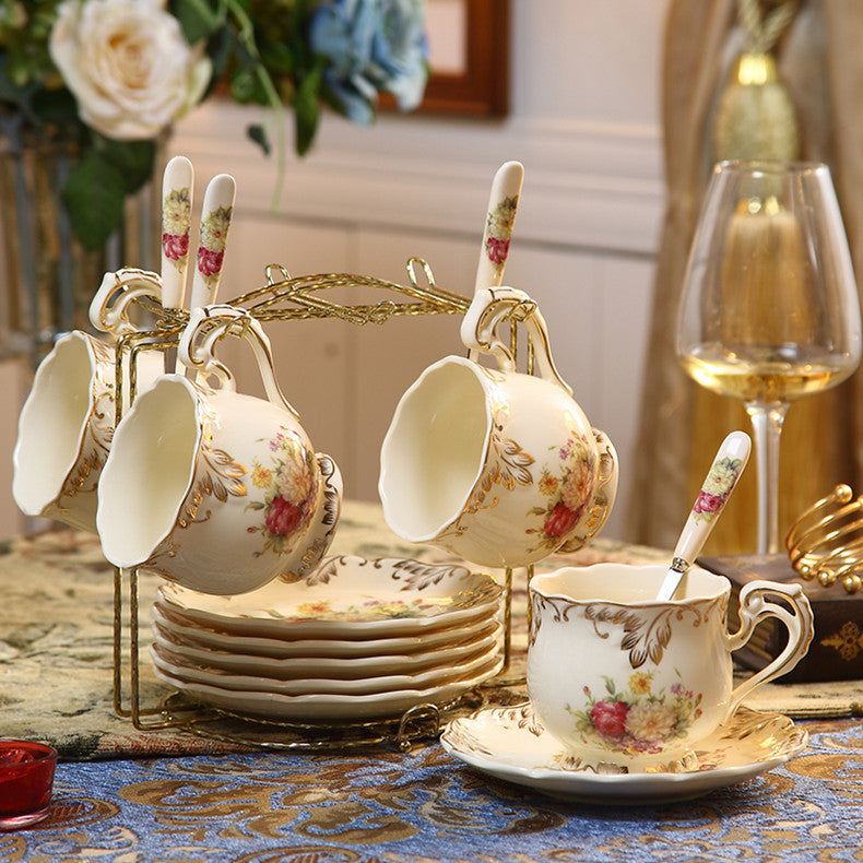Simple Household Cup With Spoon Ceramic Cup Tea Set Black Tea Cup