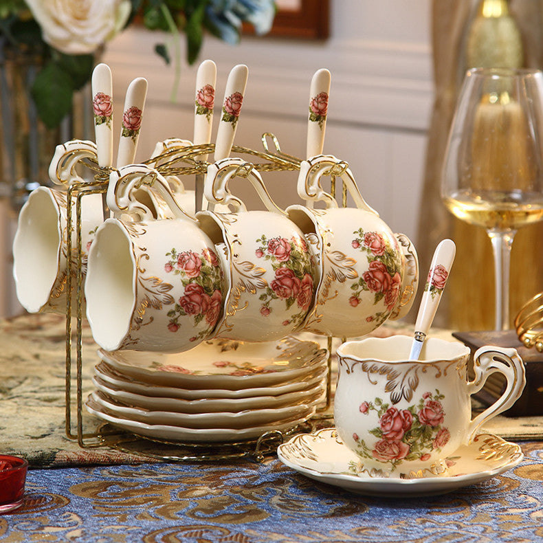 Simple Household Cup With Spoon Ceramic Cup Tea Set Black Tea Cup