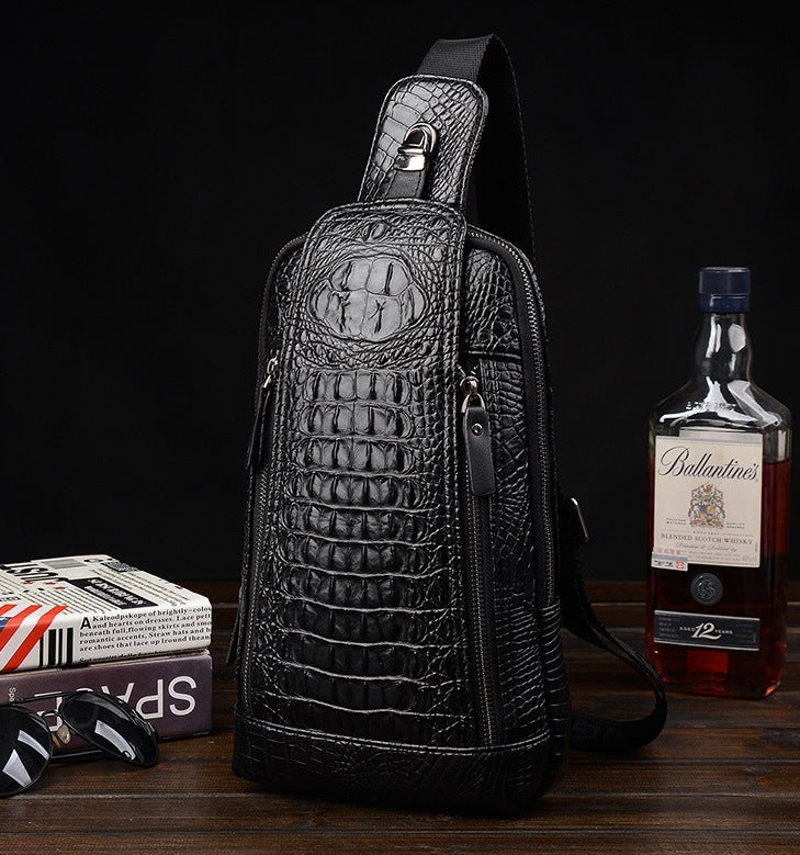 Sac de poitrine pour homme motif crocodile sac messager à une épaule mode à une épaule