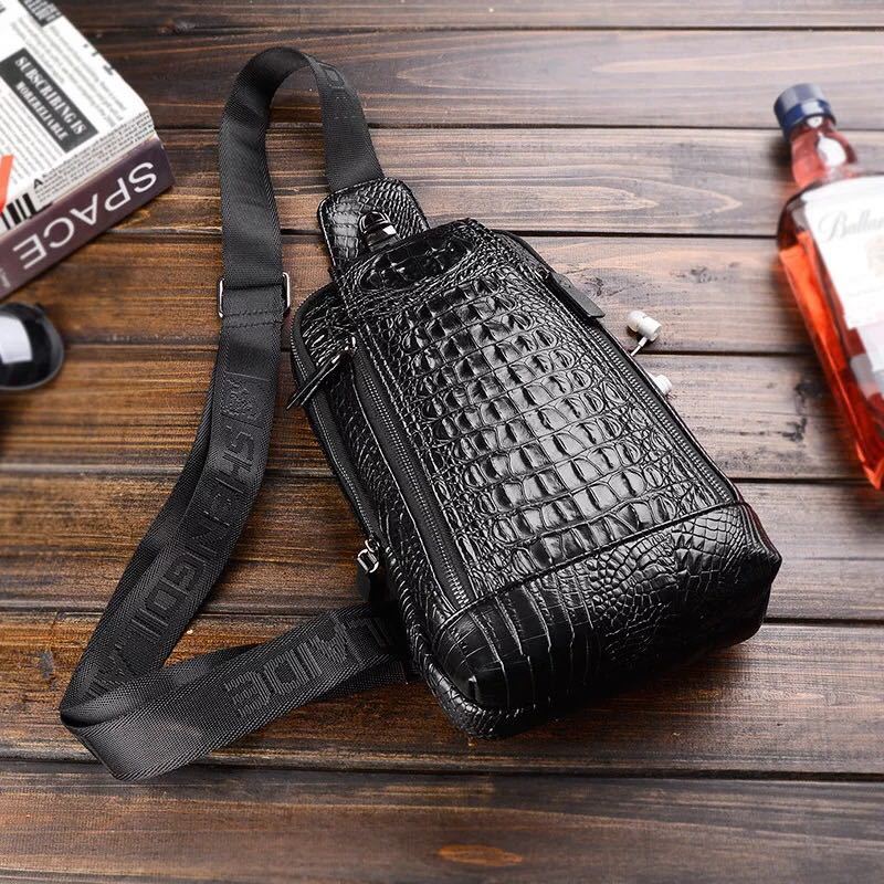 Sac de poitrine pour homme motif crocodile sac messager à une épaule mode à une épaule