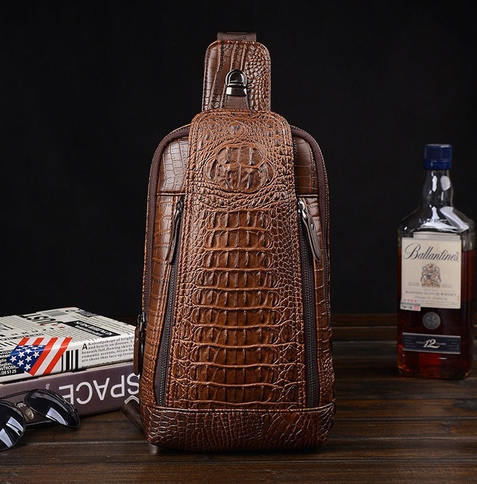 Sac de poitrine pour homme motif crocodile sac messager à une épaule mode à une épaule