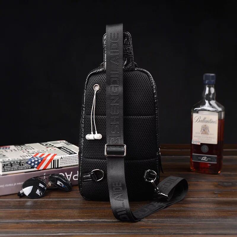 Sac de poitrine pour homme motif crocodile sac messager à une épaule mode à une épaule