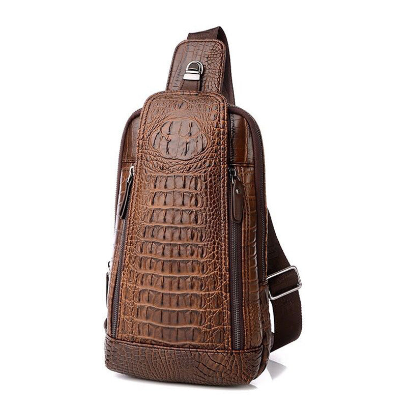 Sac de poitrine pour homme motif crocodile sac messager à une épaule mode à une épaule