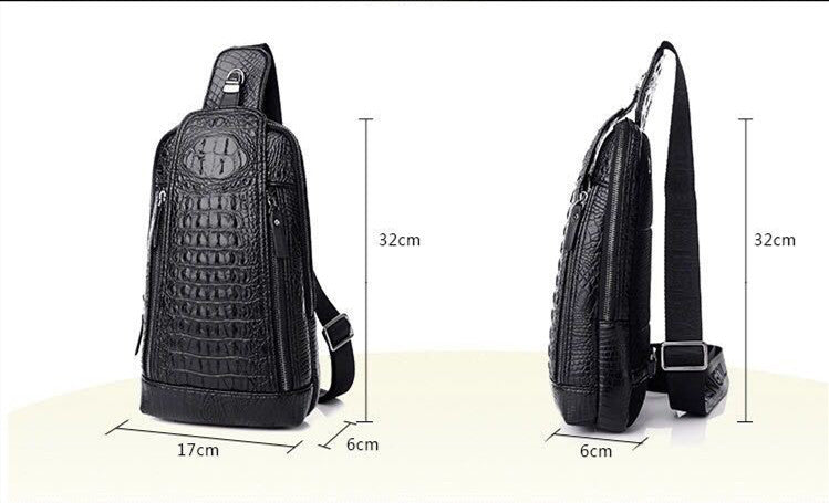 Sac de poitrine pour homme motif crocodile sac messager à une épaule mode à une épaule