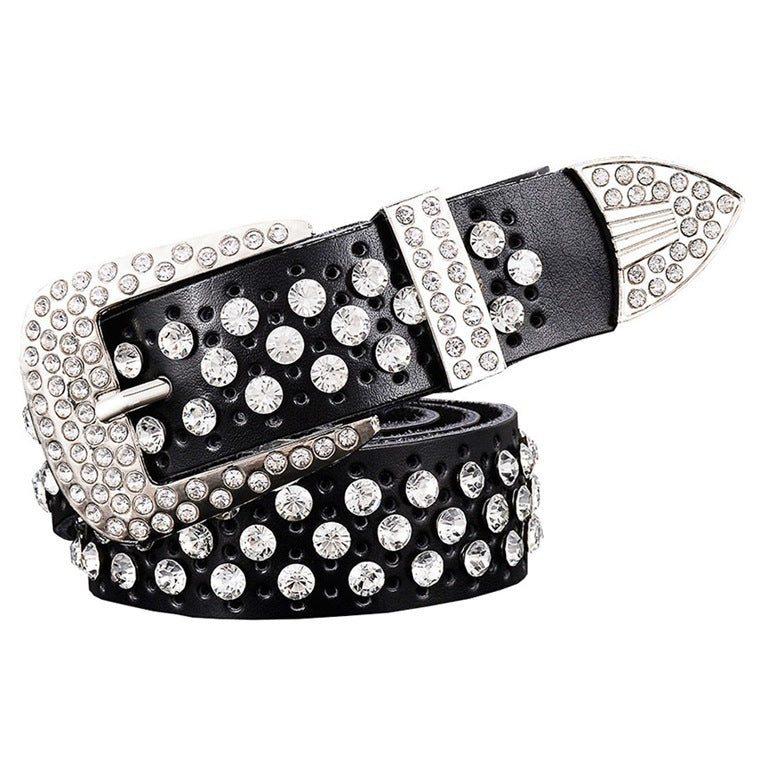 Ceinture en cuir pour femme Gypsophila avec strass