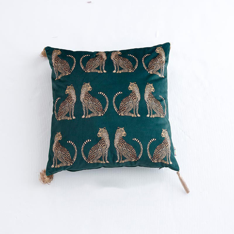 Housse de coussin de canapé à pompons imprimée numériquement