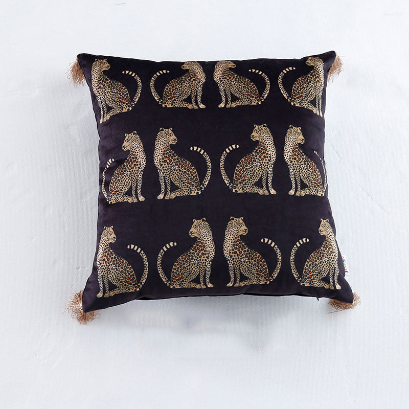 Housse de coussin de canapé à pompons imprimée numériquement